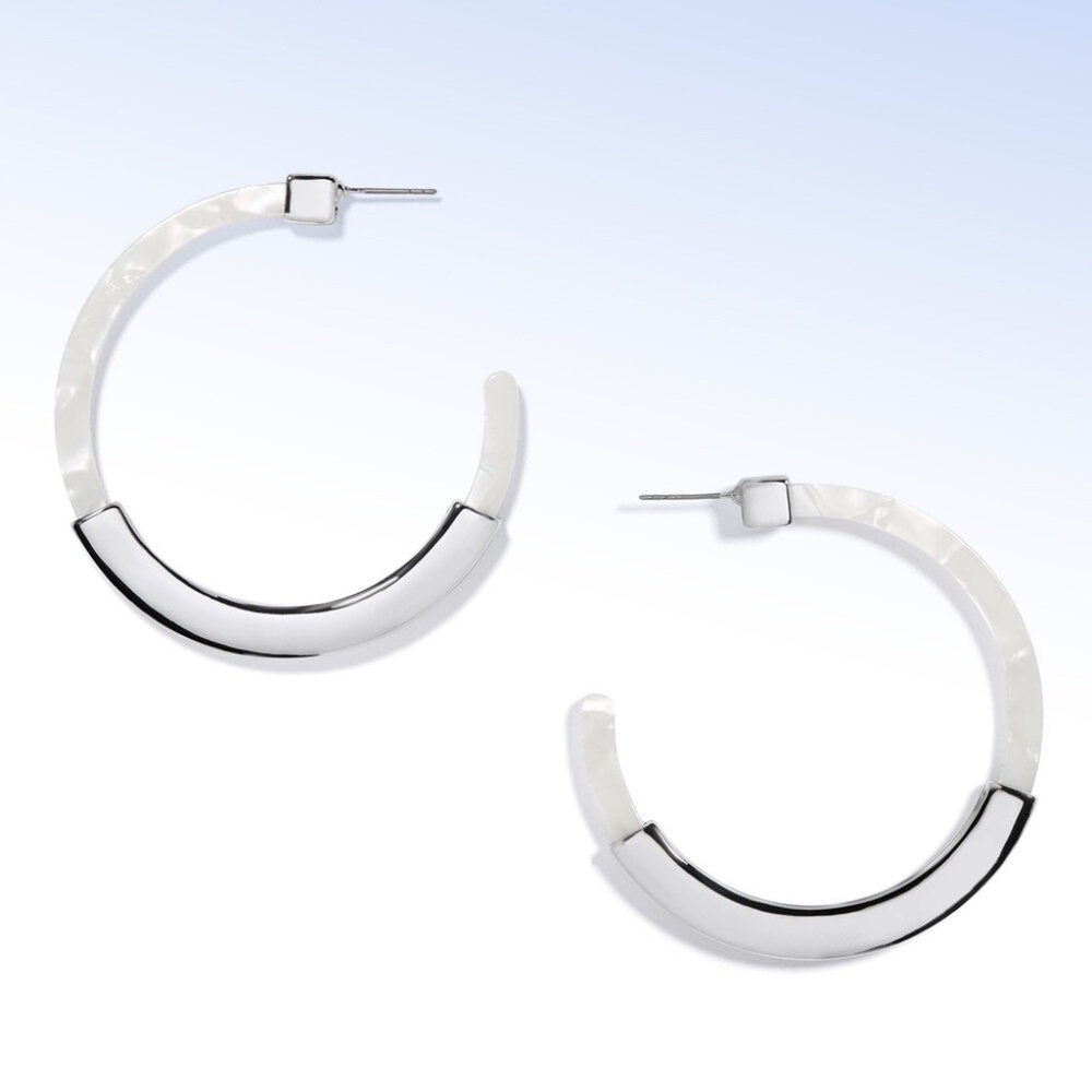 BAUBLEBAR Silver-Tone TASSIANA White Acrylic HOOP EARRINGS
